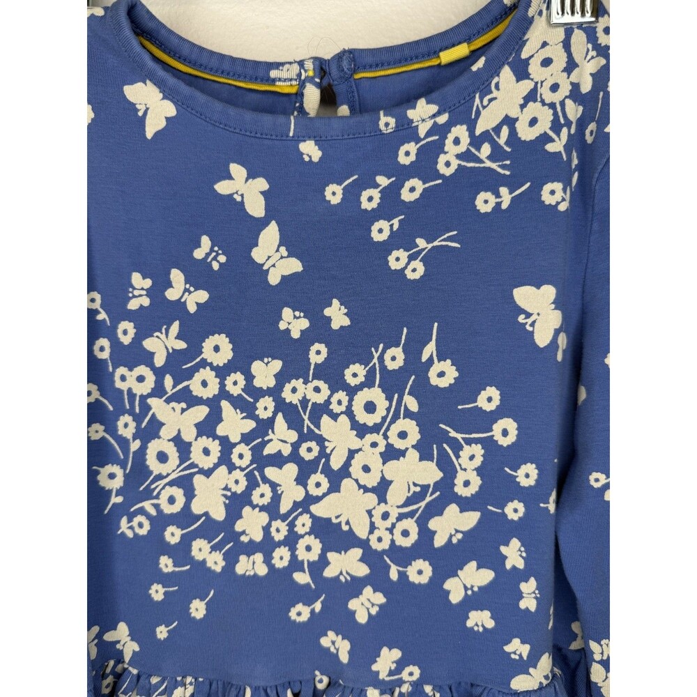 Mini Boden Girls Blue Butterfly Flower Dress 6-7Y 122cm Long Sleeve EUC - Picture 3 of 9